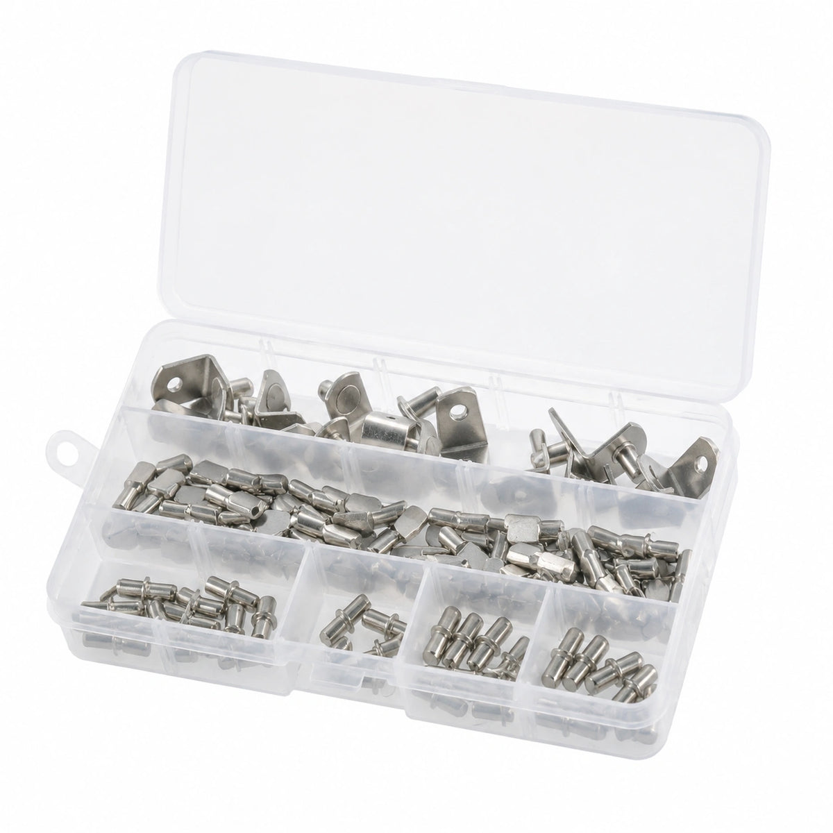 Swpeet 110-teiliger Regalbolzen-Set, 3 Designs, vernickelt, ideal für Regale und Schränke