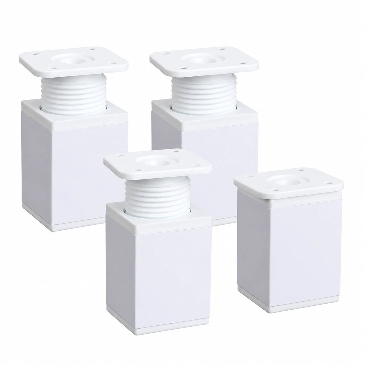 4er Set Höhenverstellbare Möbelfüße aus Aluminium, 6 cm, Weiß, für Tische, Schränke und Sofas