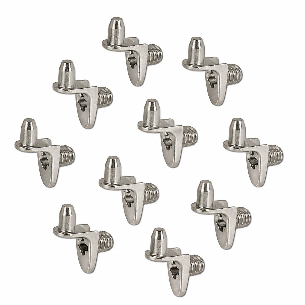 Gedotec Regalbodenhalter 10er-Set | Stahl vernickelt | Regalstifte für Küchenschränke und Möbel | Ø 5 mm Bohrloch