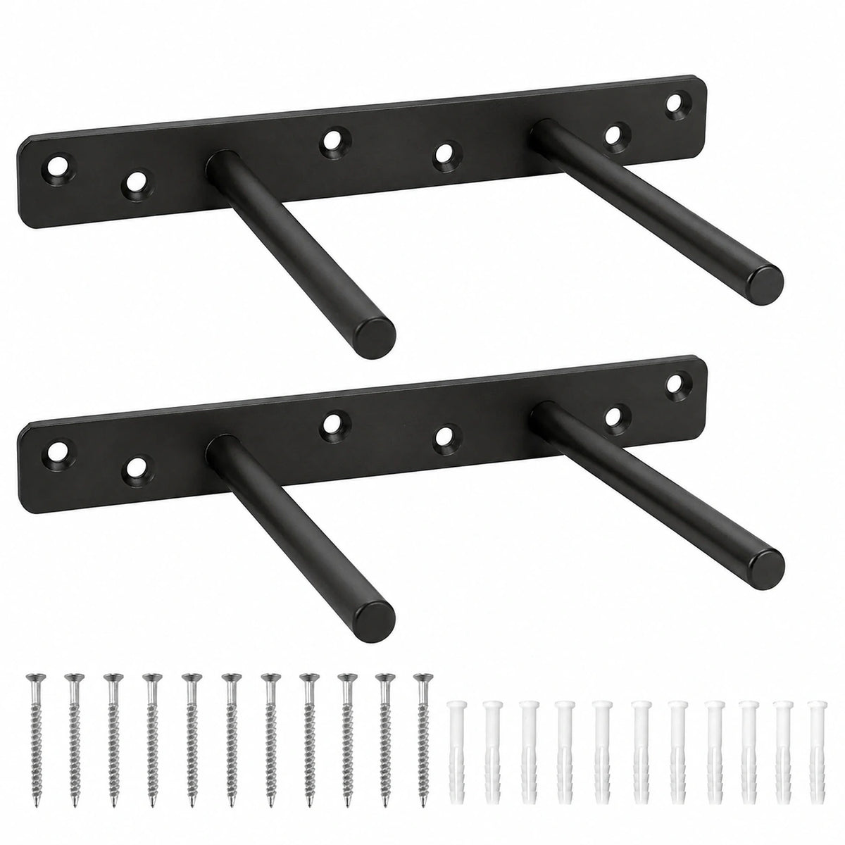 QWORK® 2er Set Unsichtbare Regalträger aus Gusseisen - 150mm Schwerlast Schwimmende Halterungen für Wanddekoration und Möbel