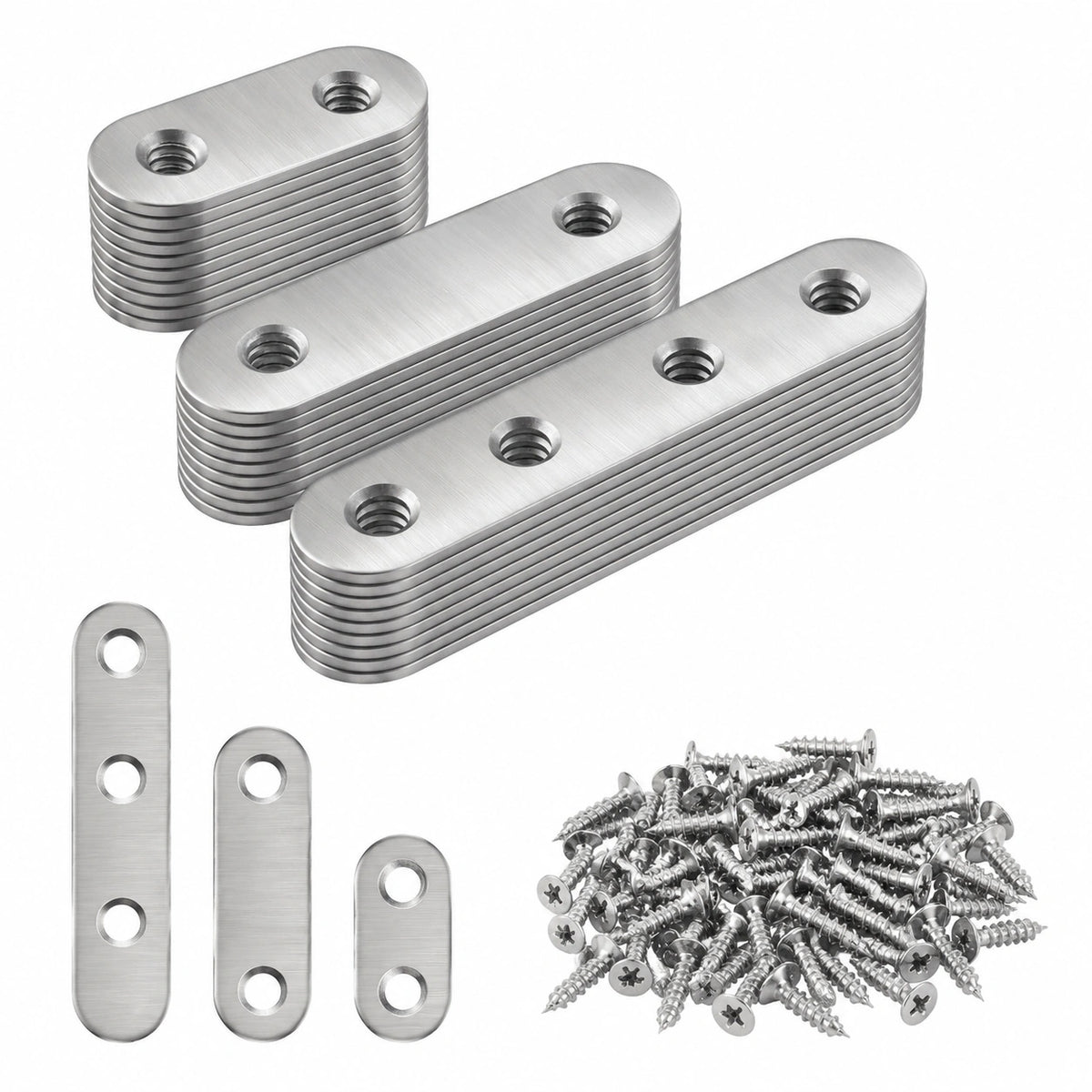 Edelstahl Flachverbinder Set, 30er Pack mit Schrauben, für Holzbau und Möbelreparatur