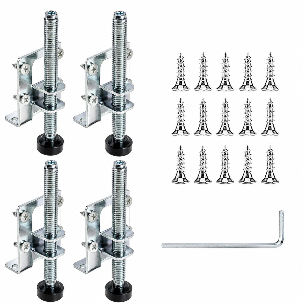Einstellbare 4er-Set Möbelbeine aus Edelstahl für Schränke und Werkbank, Schwerlast-Nivellierer, 75mm Höhenverstellbar, M10