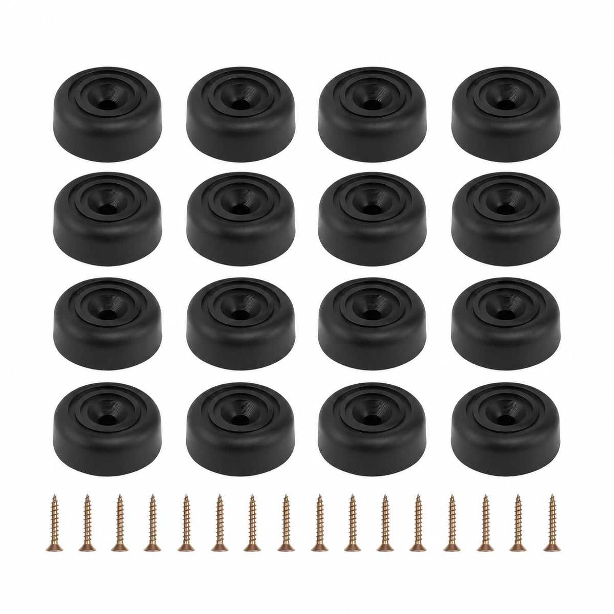 Runde Möbelfüße Set, 16 Stück Schrankbeine mit Schrauben, Ø 33 x H 13 mm, für Schränke, Stühle und Tische