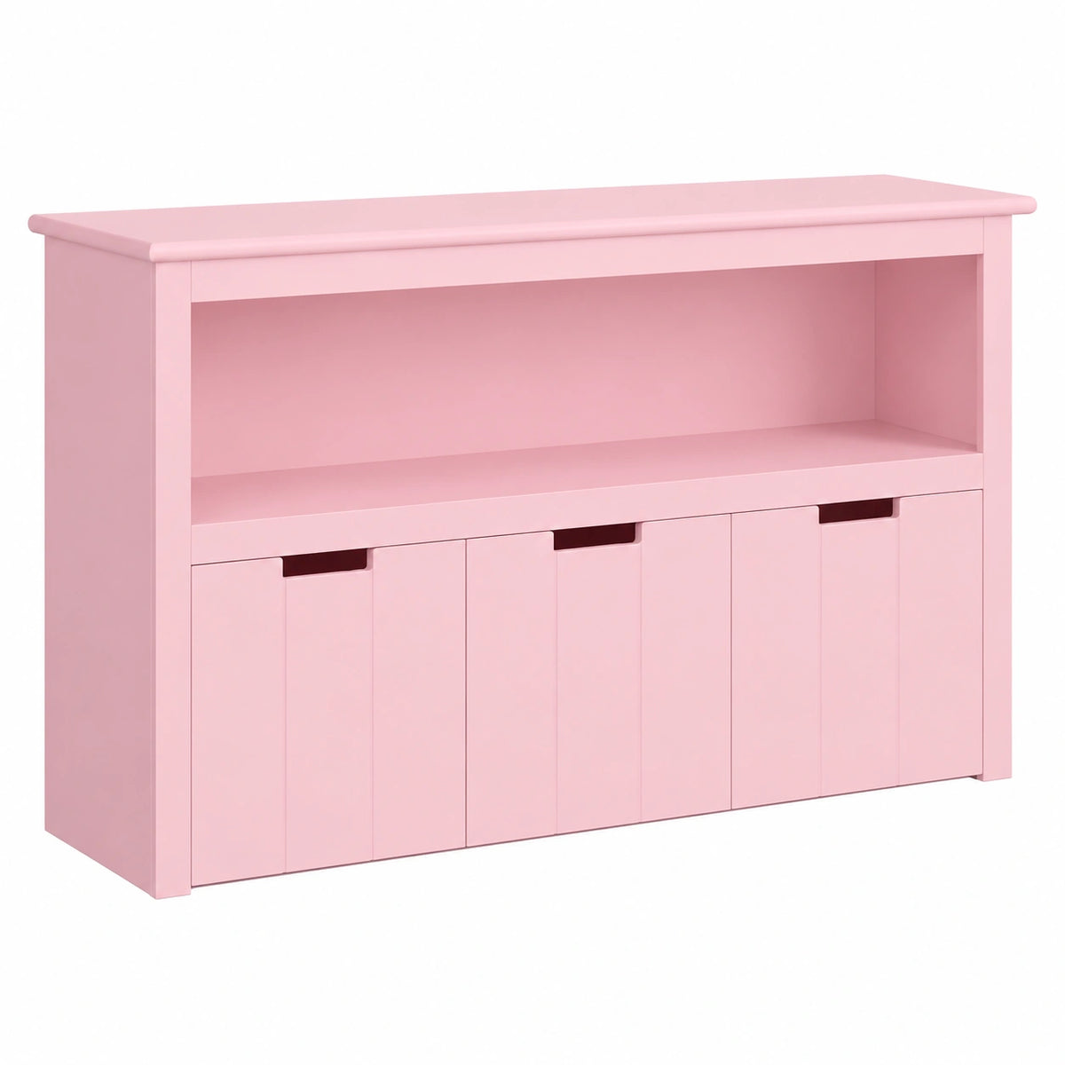 FOREHILL Kinder Regal auf Rollen, Spielzeug-Aufbewahrung mit 3 Boxen, Weiß/Rosa, 102x33x61,5 cm
