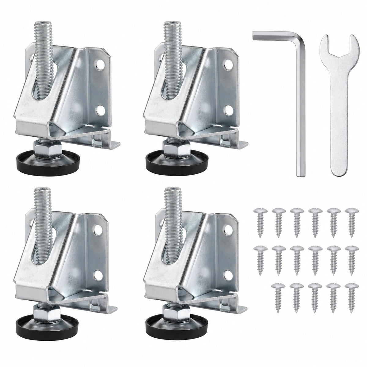 Verstellbare Möbelfüße 4er Set, 115mm Höhenverstellbar, Schwerlast bis 600kg, M10 Nivellierfüße für Schränke, Tische und Regale, Silber